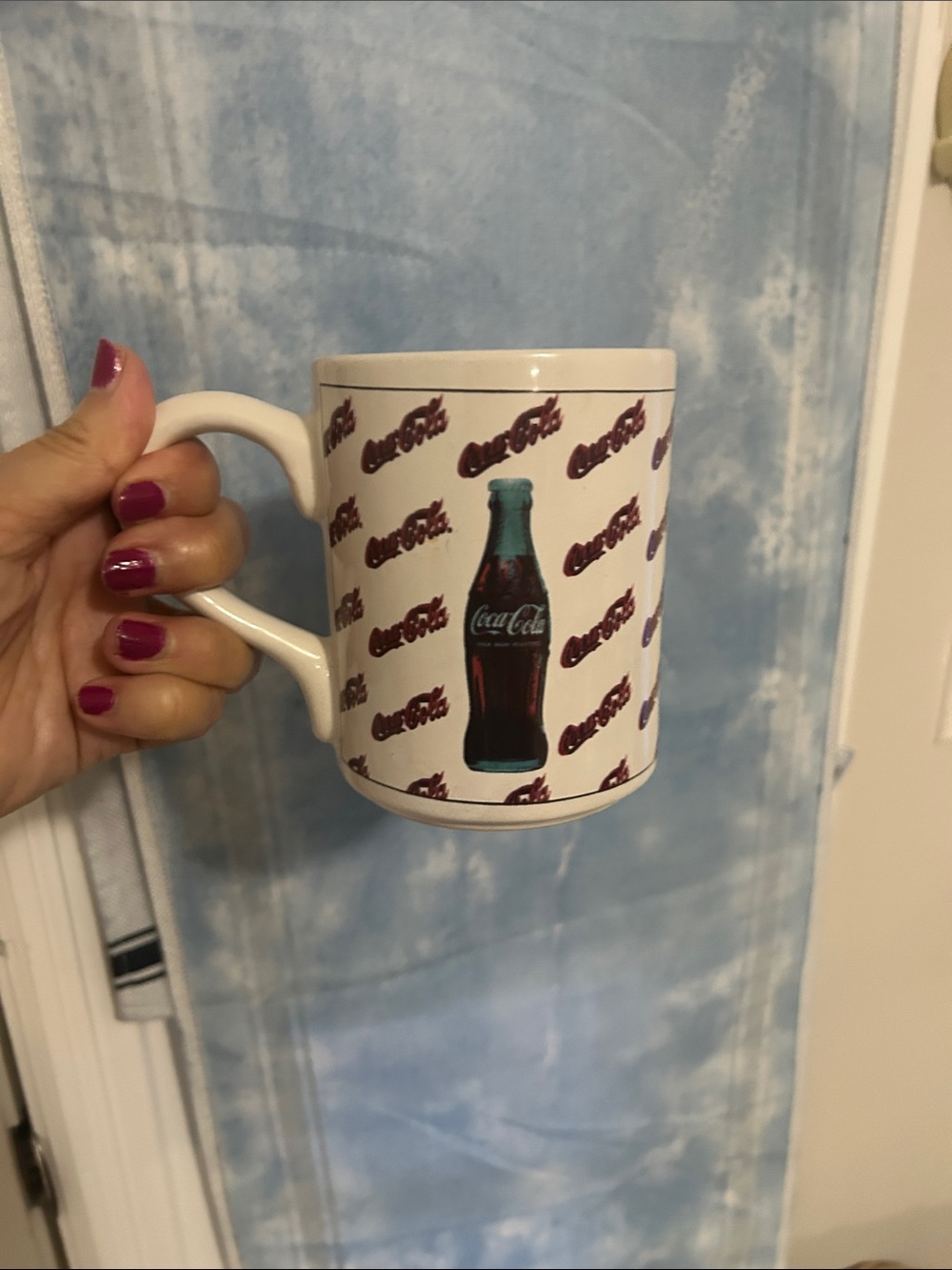 Coca Cola White Mug with Red Logo and Bottle Graphic